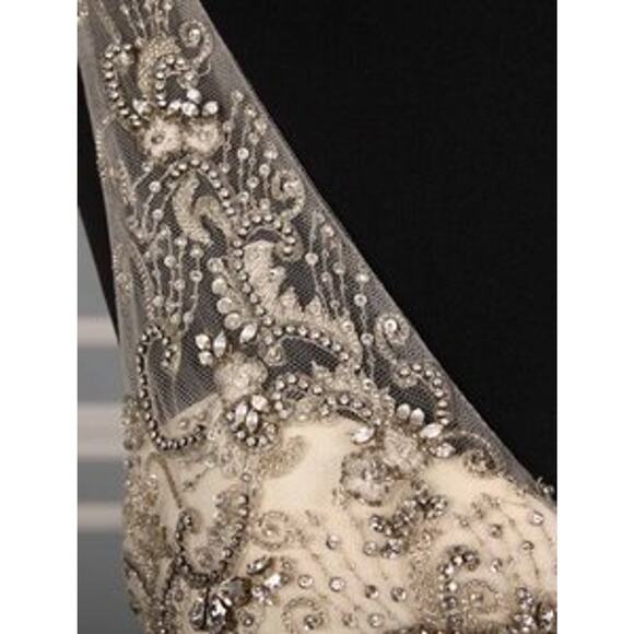 KENNETH POOL Giada K436 V Neck Sleeveless Ballgown Beaded Tulle Wedding Dress 10 - Picture 5 of 12